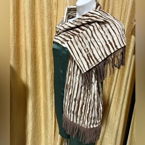 Handcrafted Striped Fringe Brown & Tan Scarf